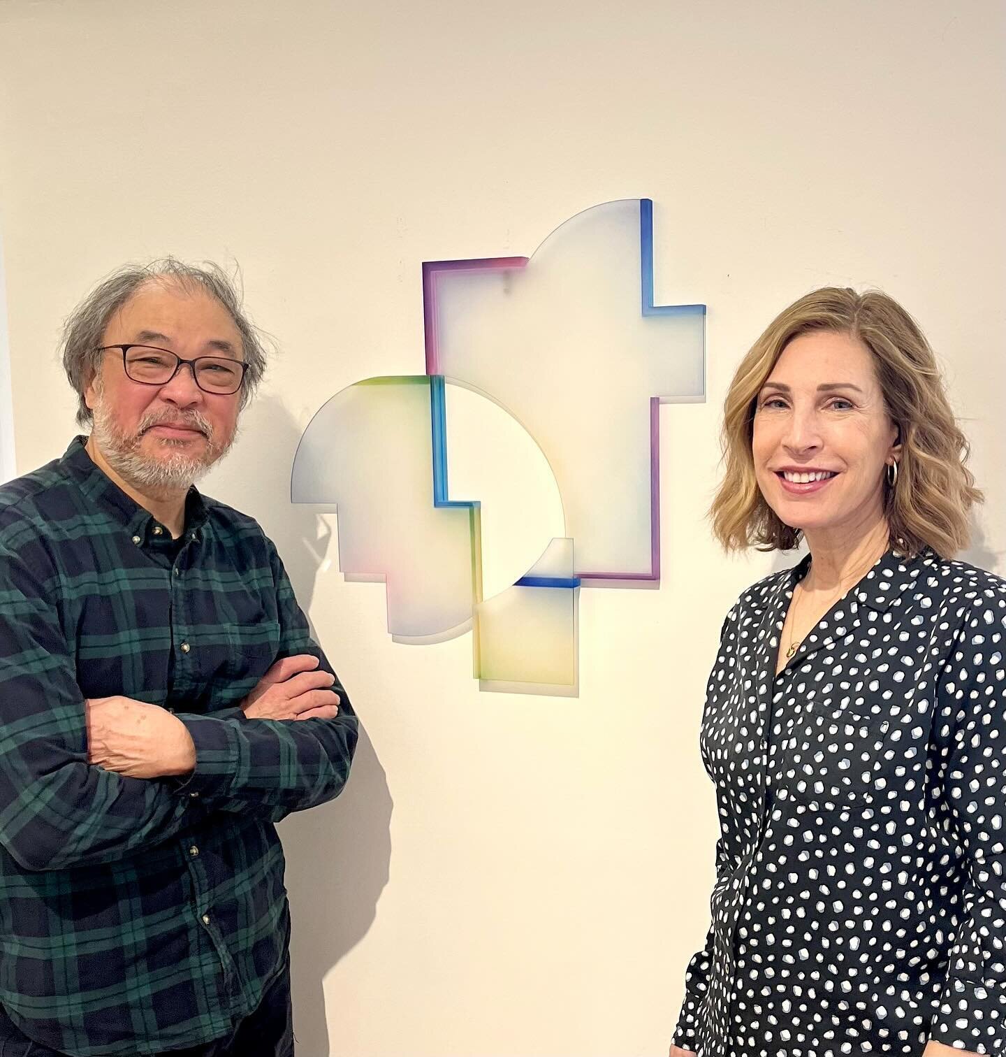 We were thrilled to have represented artist @grgchnn pay us a visit today! Greg is an NYC resident who creates acrylic wall sculptures that he augments with striking color combinations. This piece, &ldquo;Charybdis&rdquo; is a fantastic example of hi