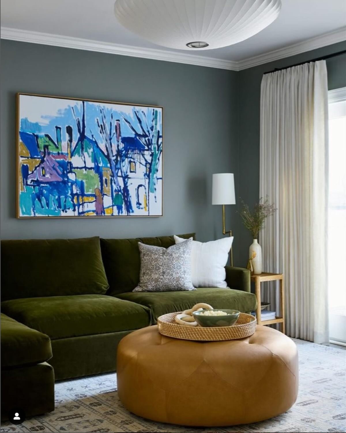 This room might look familiar, but with a now-finished design by @jodimortondesign , we figured we&rsquo;d post it again. So great to see this @mattschaeferartist piece in this gorgeous space! 

And, if you like his work, we have much more here at th