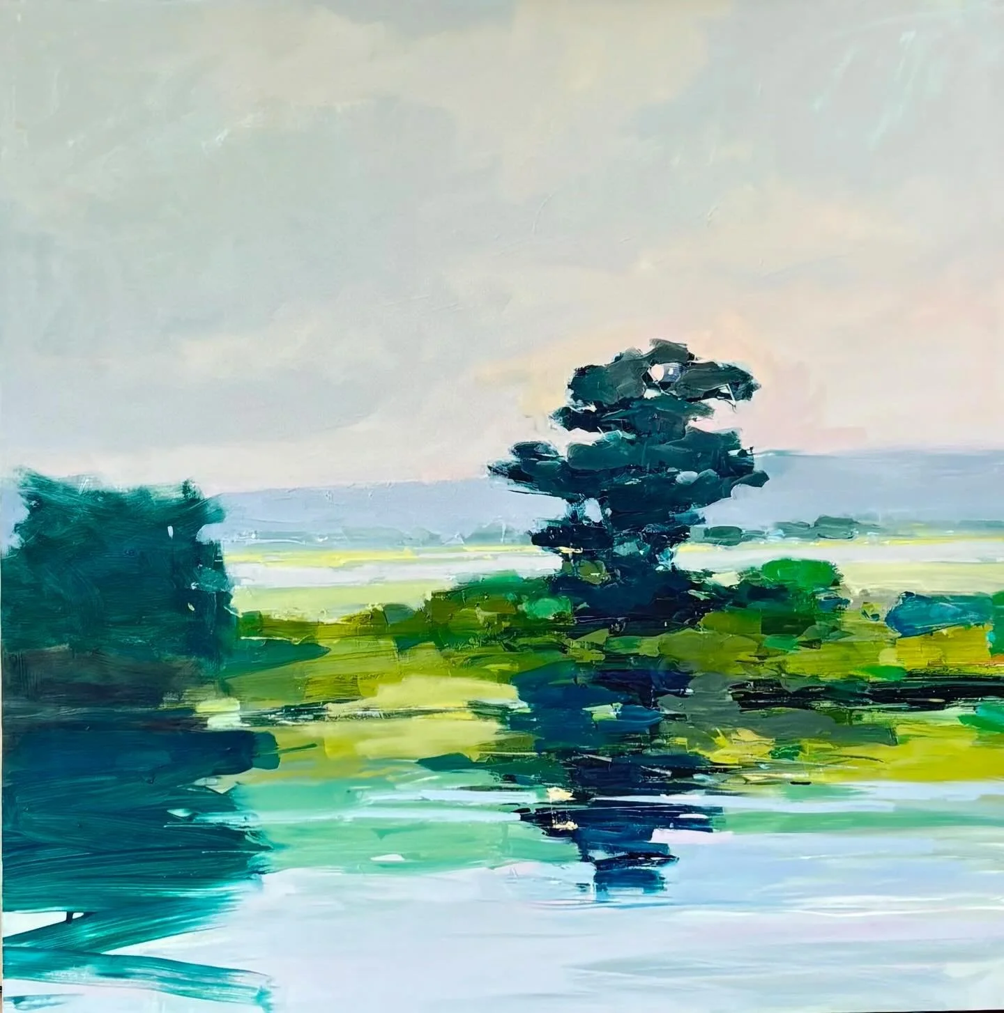 Happy St. Patrick&rsquo;s Day! We love the composition and many shades of green in this painting, &ldquo;Observation,&rdquo; by @juliajensenstudio. It not only reminds us of today&rsquo;s holiday, but the coming Spring! 

#StPatricks #Greenart #Sprin