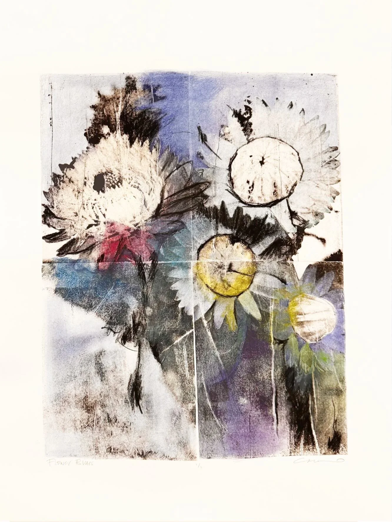 We have a new arrival at the gallery! This floral piece from @juliecowanart , entitled &ldquo;Flower Blues,&rdquo; is a vibrant lithograph that reflect the current blossoming of Spring as well as Julie&rsquo;s continued exploration of the intersectio