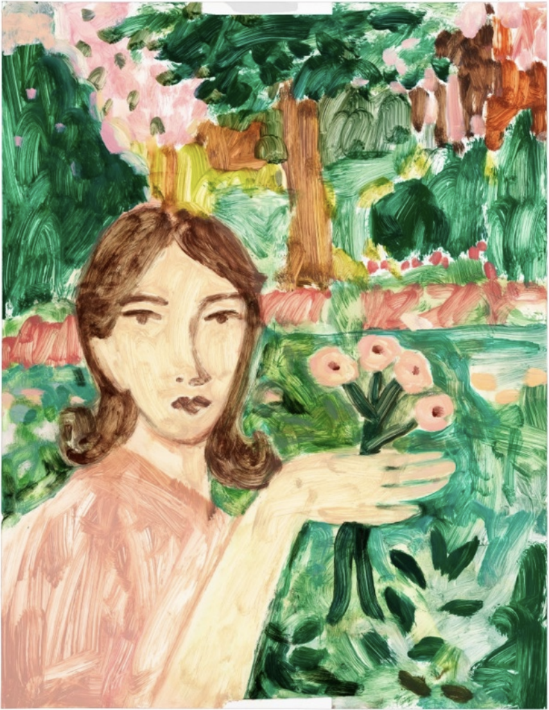 Untitled (Girl Holding Light Pink Flowers)