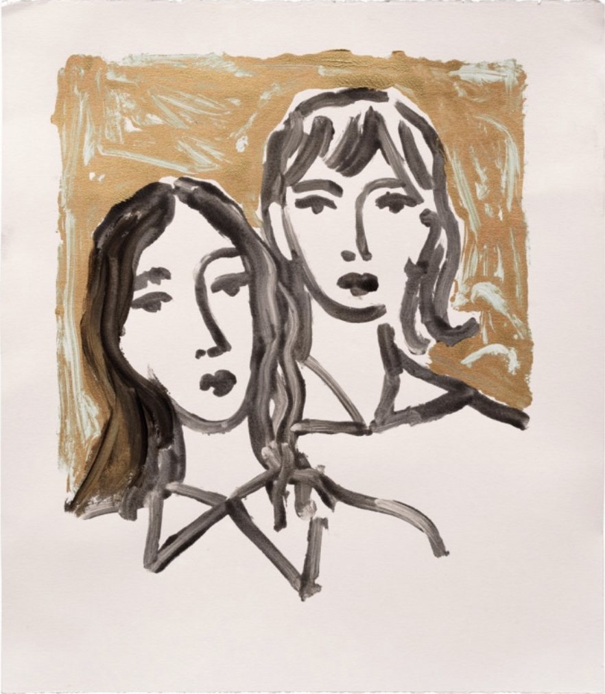 Two Girls With Metallic Background