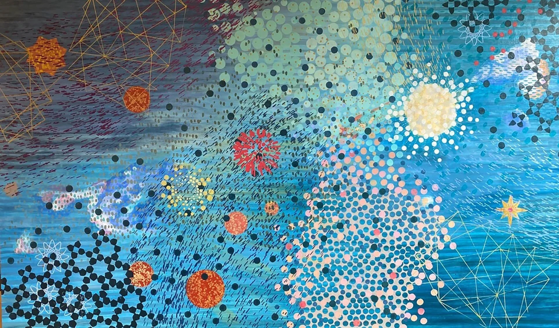 Our Picture of the Week is Firmament, a beautiful 36 x 60 inch @dorothystitesalig painting made with acrylic on paper, mounted on panel.

Inspired by photographs from the Webb telescope, which showed the vast number of galaxies and their incredible b