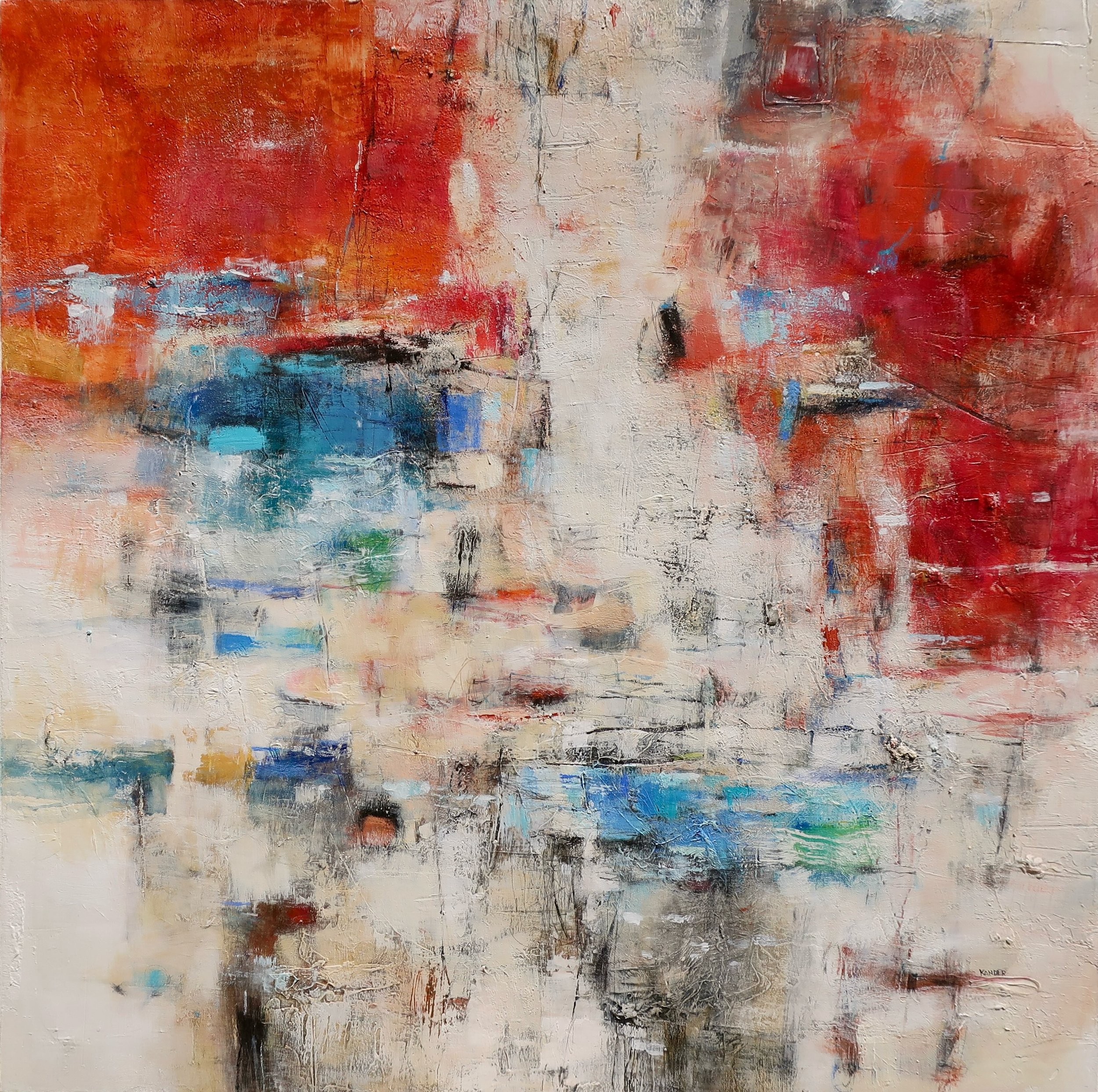 Our Picture of the Week is Tamar Kander&rsquo;s &ldquo;Pond.&rdquo; A 48 x 48 inch painting, it&rsquo;s yet another great example of Tamar&rsquo;s mixed media canvases, which are inspired by what she sees around her in everyday life and, for her, rep