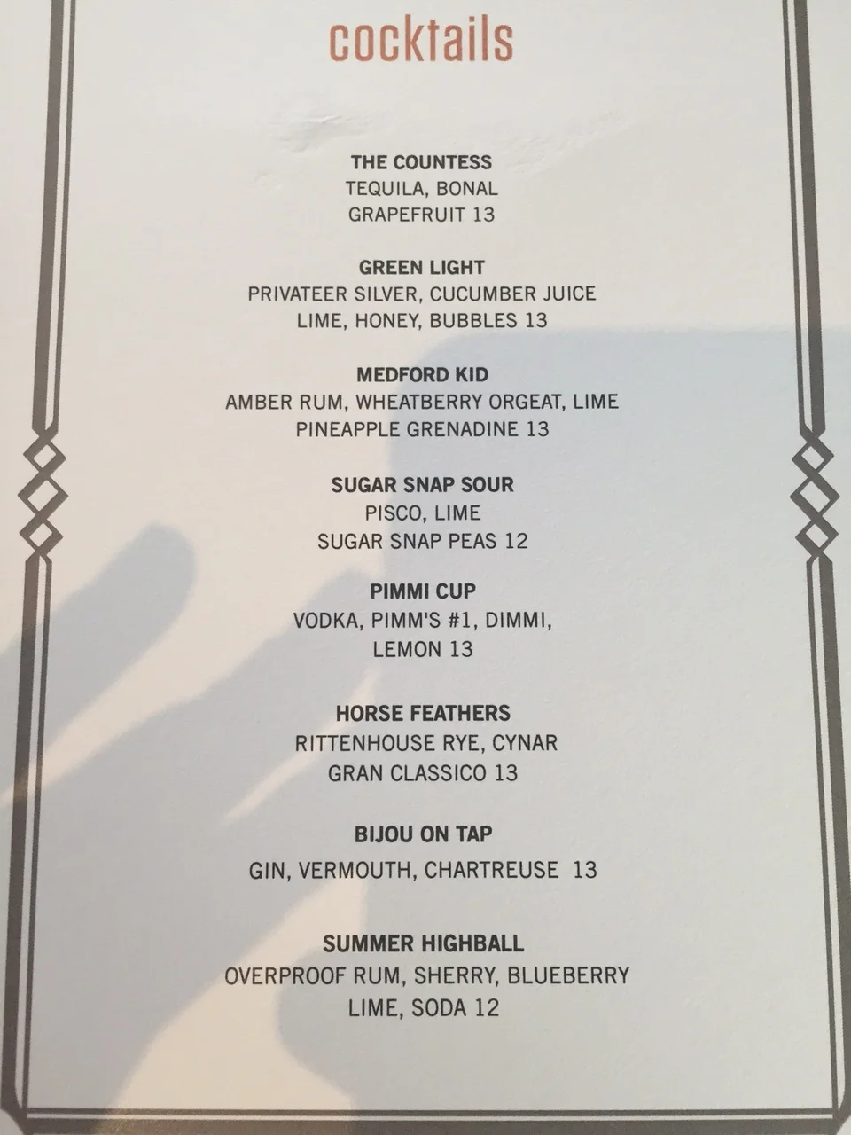 Cocktail Menu