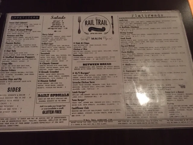 Rail Trail Flatbread Menu