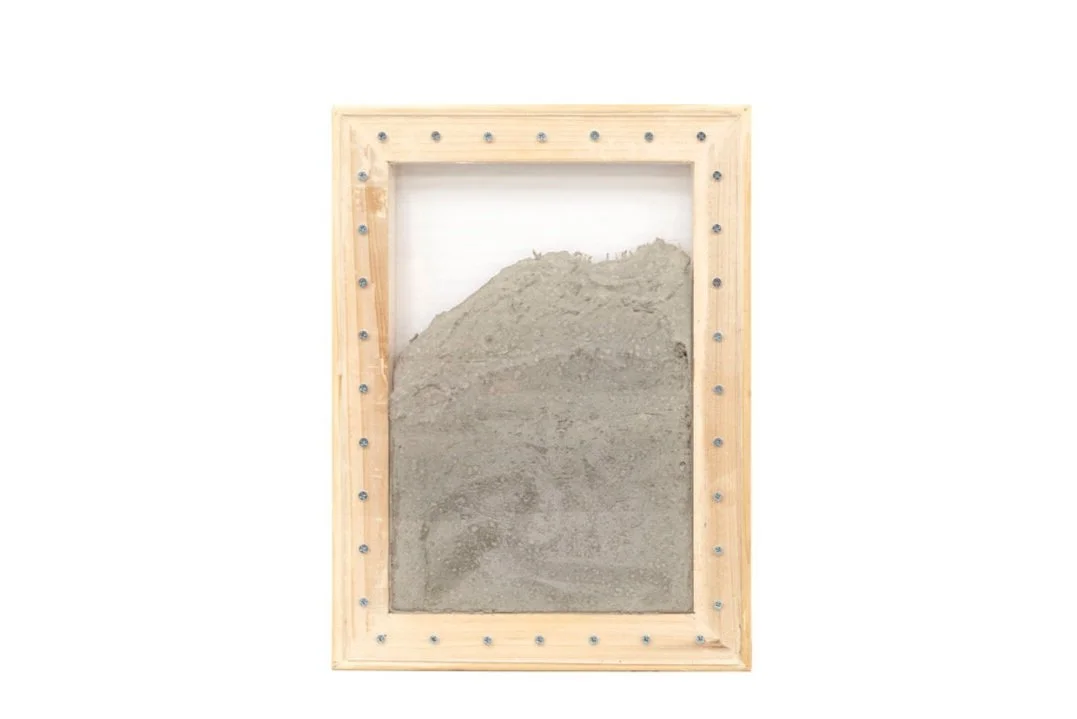 Contemporary Painting. 2019. Wood, concrete, metal, and plexiglass. 16 x 12 inches.