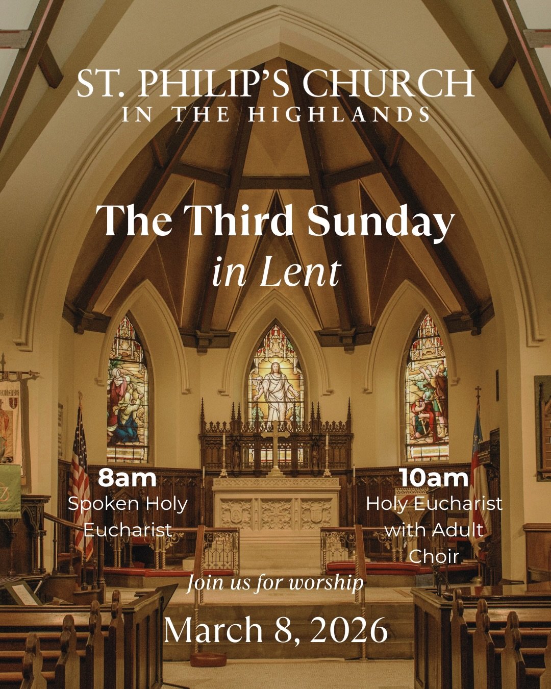 Join us this Sunday at St. Philip&rsquo;s. ✨
Three ways to worship, one welcoming community.

🕊 8am &mdash; Spoken Holy Eucharist
🎶 10am &mdash; Holy Eucharist with Adult Choir
🎸 5pm &mdash; A Beautiful Noise Contemporary Worship

Come as you are.