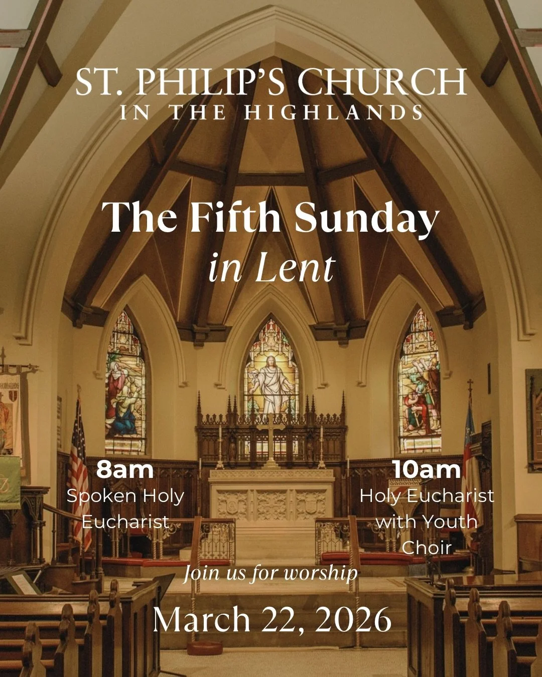 Join us this Sunday at St. Philip&rsquo;s ✨

&bull; 8am &mdash; Spoken Holy Eucharist
&bull; 10am &mdash; Holy Eucharist with our youth choir
&bull; 12pm &mdash; Interfaith Seder at St. Mary&rsquo;s, Cold Spring (all are welcome at the table)
&bull; 