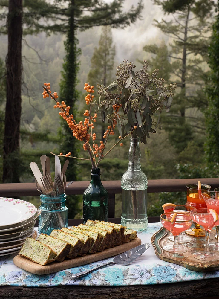 Zucchini Frittata Loaf + Ruby Mimosa Punch from the Brunch menu in Forest Feast Gatherings.
