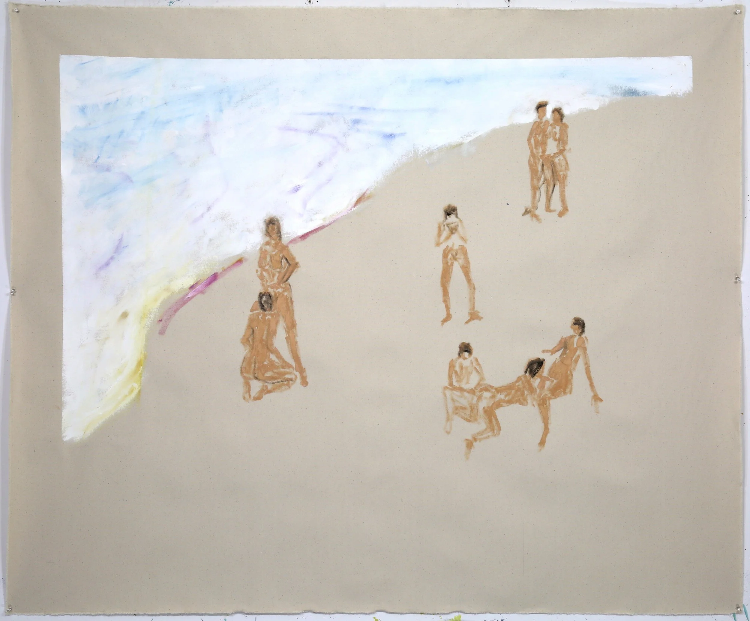 On The Beach. Oil on raw canvas, 48 x 60 inches.