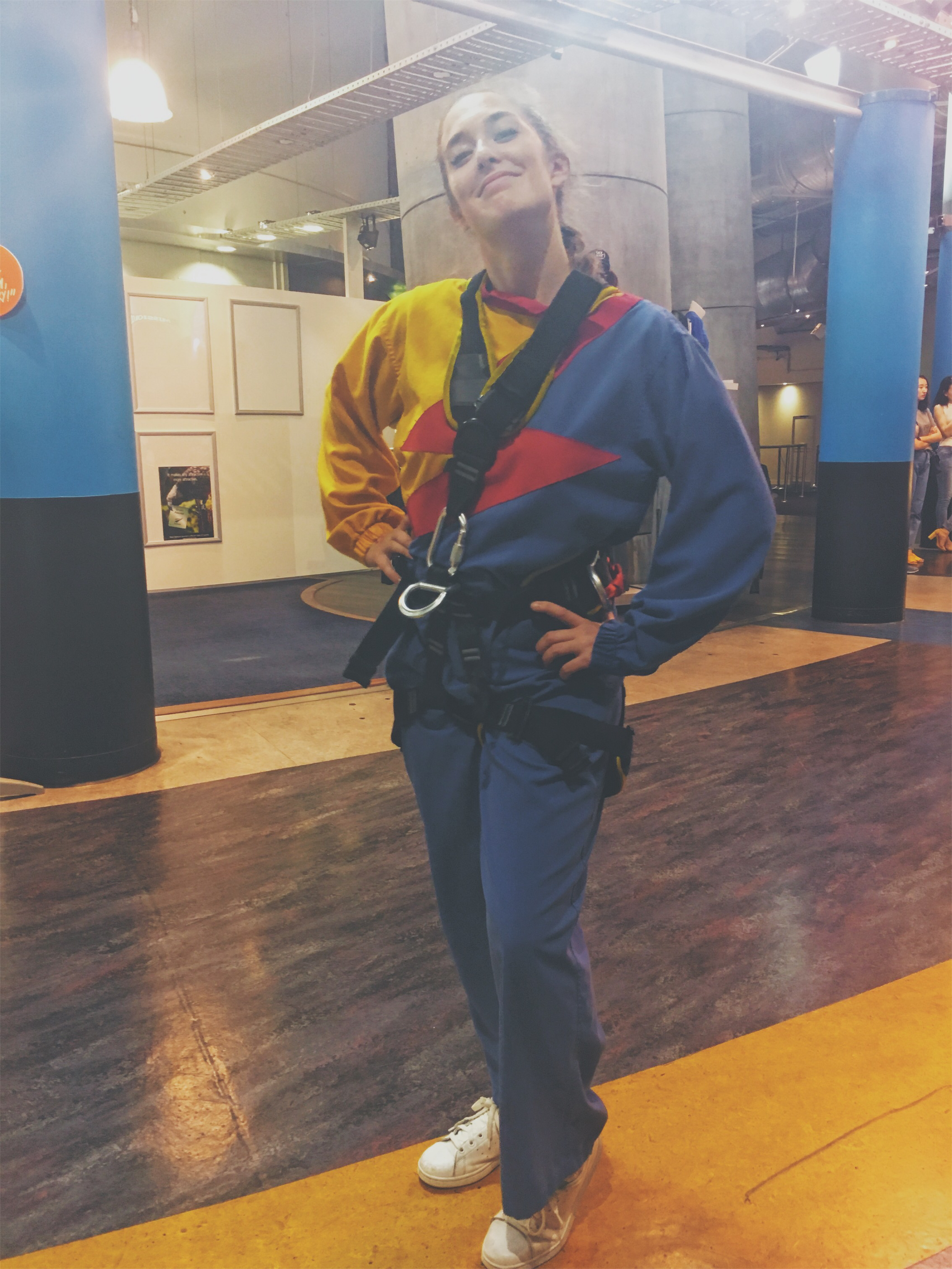 Pre-jump power pose.