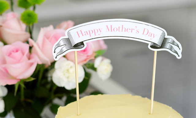 Mothers Day Cake Banner Topper Free Printable from TumbleweedPress.Co
