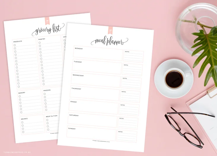 Printable Meal Planner Grocery List Tumbleweed Press