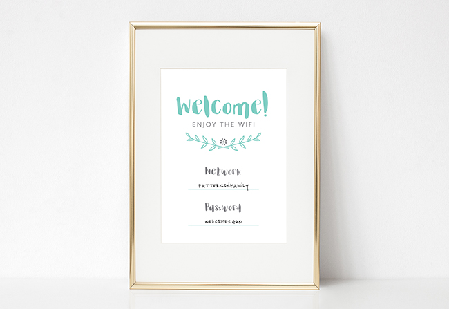 Guest Wifi Sign Free Printable by TumbleweedPressCo