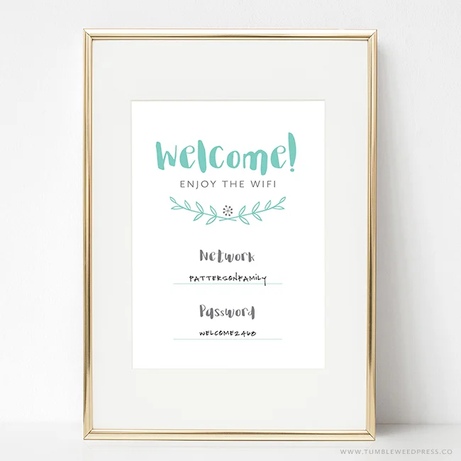 Free Guest Wifi Printable by TumbleweedPressCo