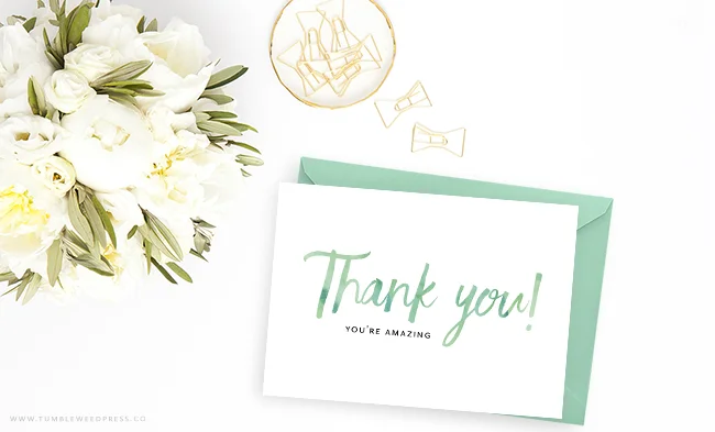 Free Printable Thank You Card by TumbleweedPress.Co
