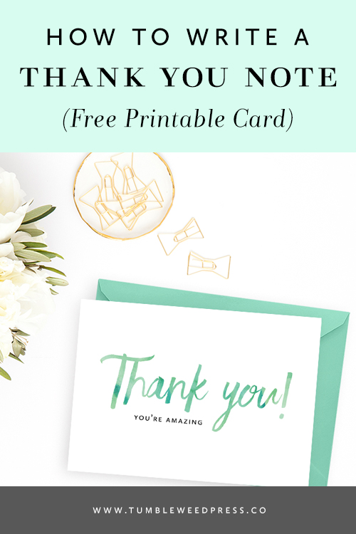 Free Printable Thank You Card by TumbleweedPress.Co