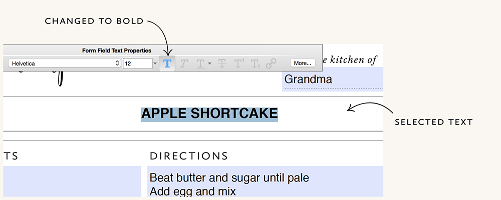 Adobe Reader Form Field Text Properties Panel