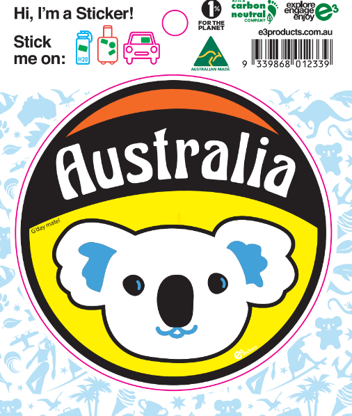 Australia Circle Sticker With Koala