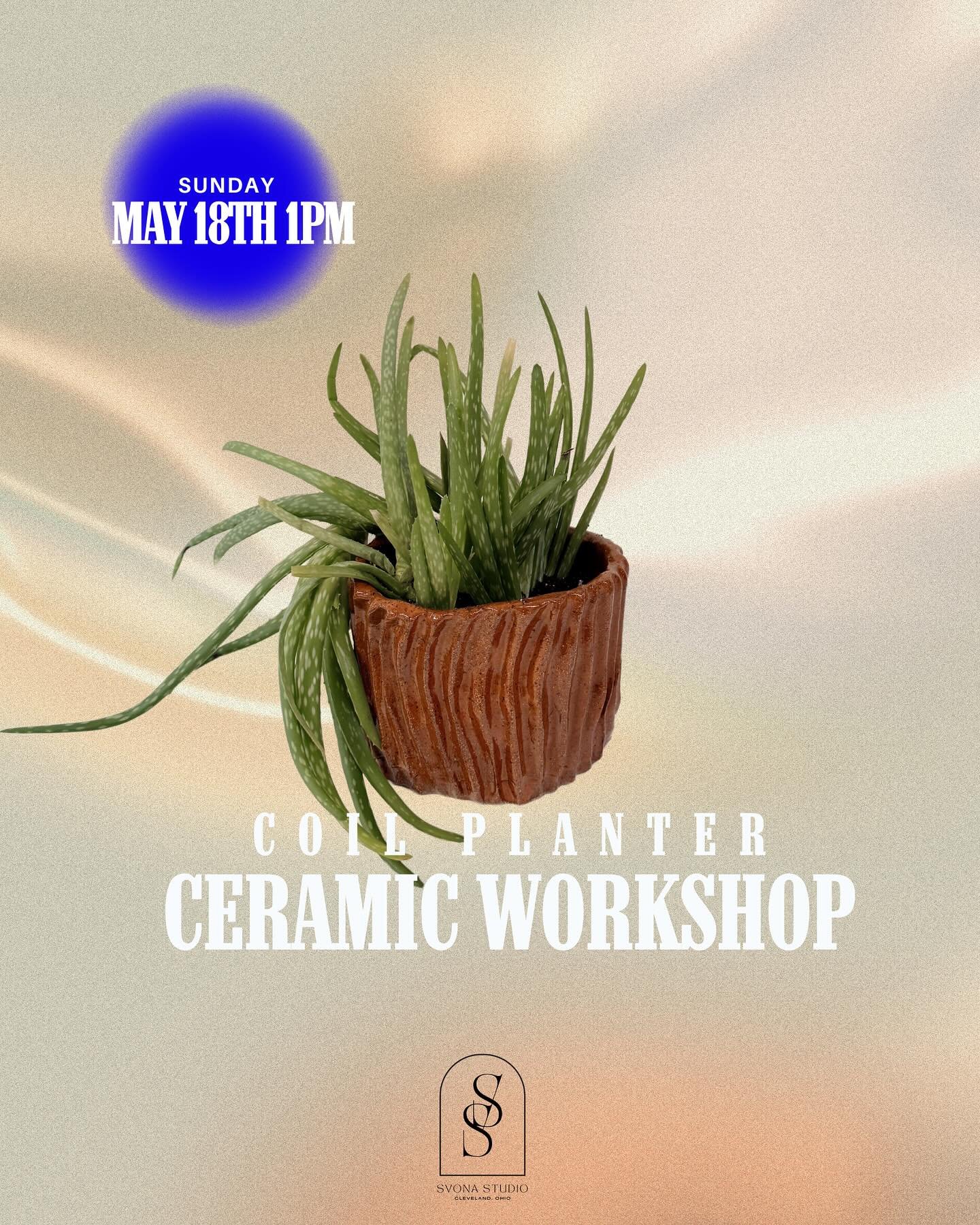 Spring Ceramic Workshops!

Gearing up for a busyyyy Summer so wanted to squeeze a few workshops in while I can!

No experience needed- a perfect solo night or with friends, workshops are always the best time. Ticket includes all supplies, instruction