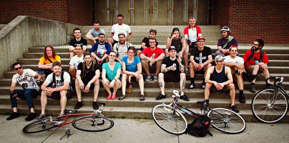Louisville bike people, including Maplex (Yellow shirt - Left)