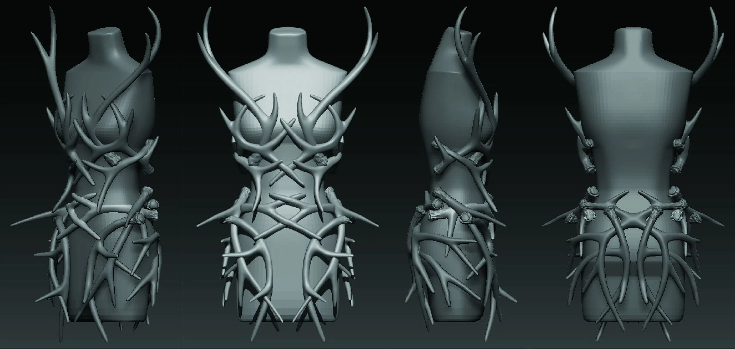 Orthographic rendering of the Antler dress