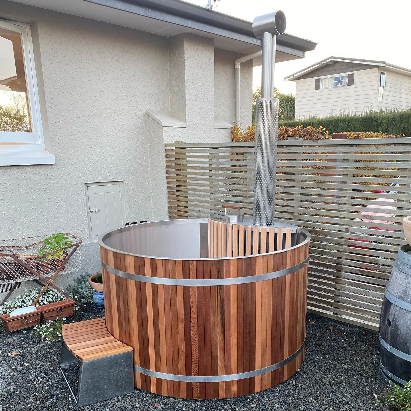Lockdown project. Cedar &amp; stainless hot tub. 

#stainlesssteel 
#fabrication 
#hottub