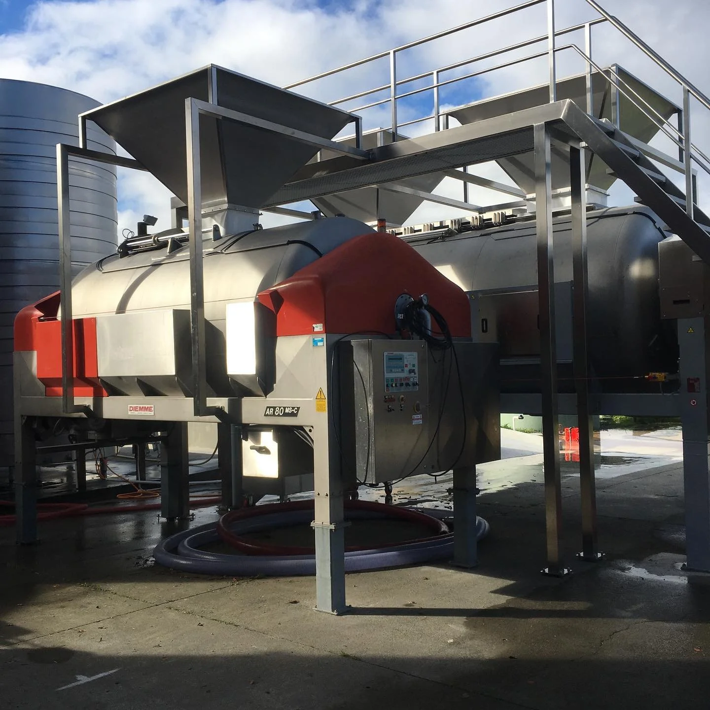 Enjoyed this job! Design &amp; fab hoppers &amp; framework to feed the presses whole bunch fruit via the forklift. 
#solidworks #fabrication #winery #welding