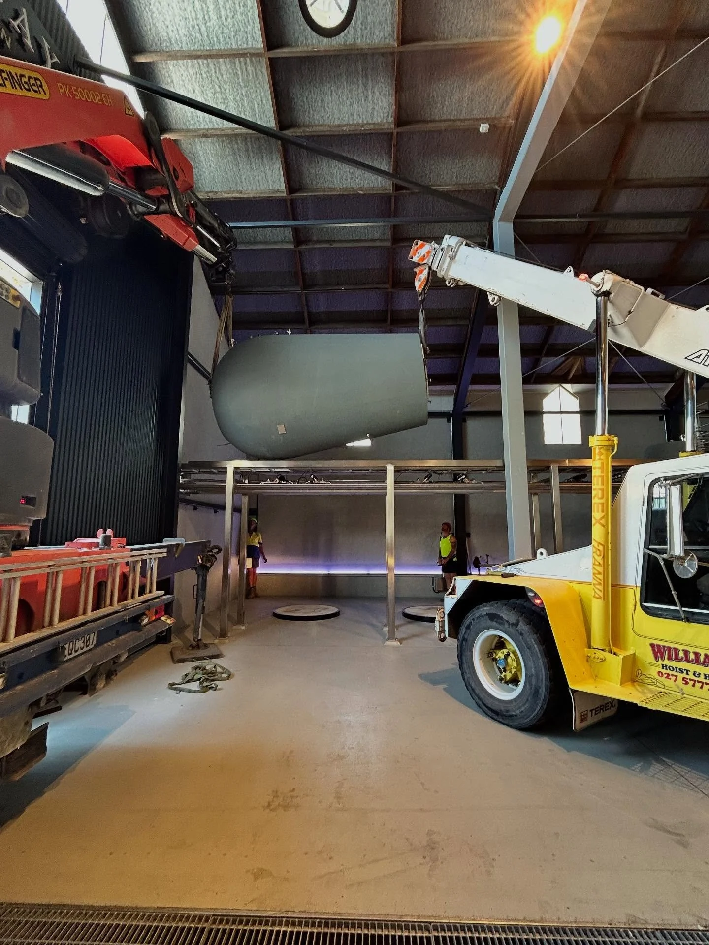 I may have freaked once or twice unloading &amp; lifting these 7 tonne concretes into position. Success though with only 5mm to spare at times. 

#wine
#engineering 
#crane 
#marlborough