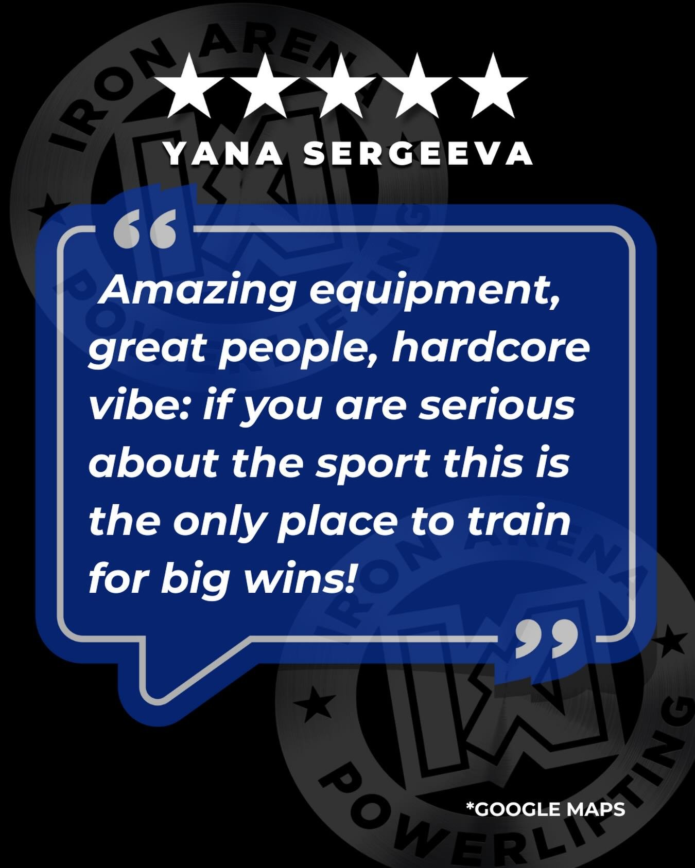 Have you had a great experience at Iron Arena? We&rsquo;d love to hear about it!

If Iron Arena has helped you grow stronger&mdash;inside and outside the gym&mdash;please take a moment to leave us a ⭐️⭐️⭐️⭐️⭐️ review on Google and help others find th