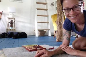 Hilary Lorenz carving linoleum