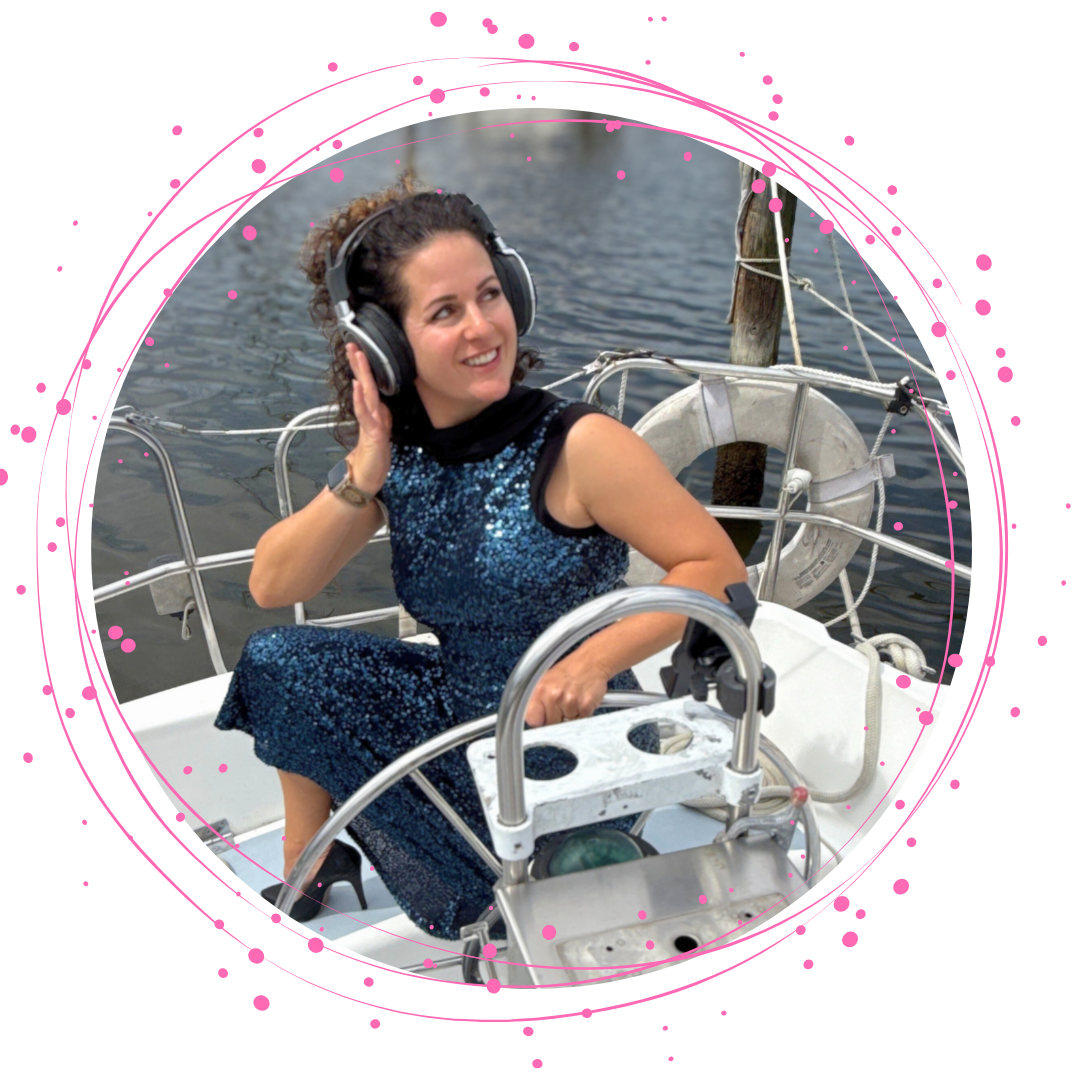 photo of Mary Candler rocking out on a boat in Portland Maine