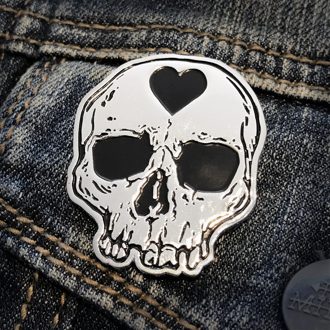 Skull + Heart Enamel Pin