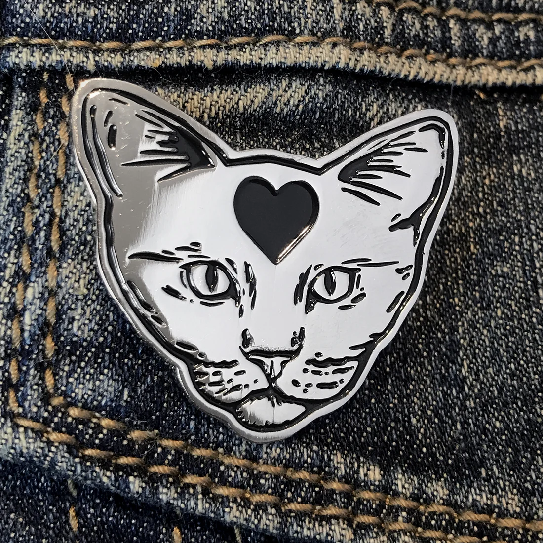 Cat + Heart Enamel Pin