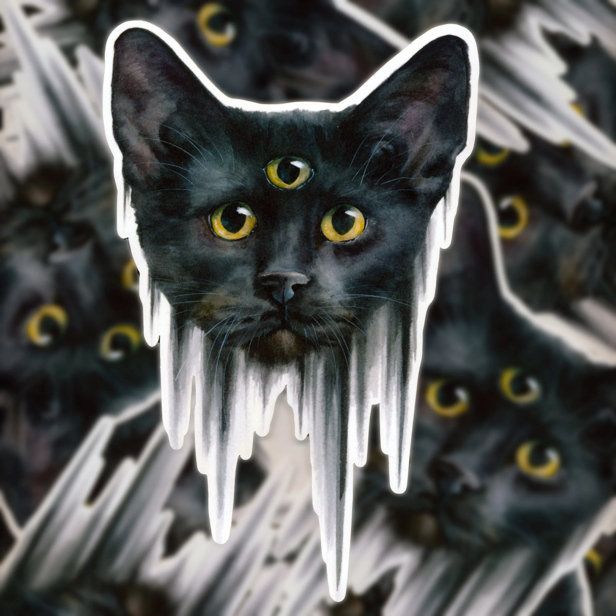 GIANT 3 Eyed Cat Sticker