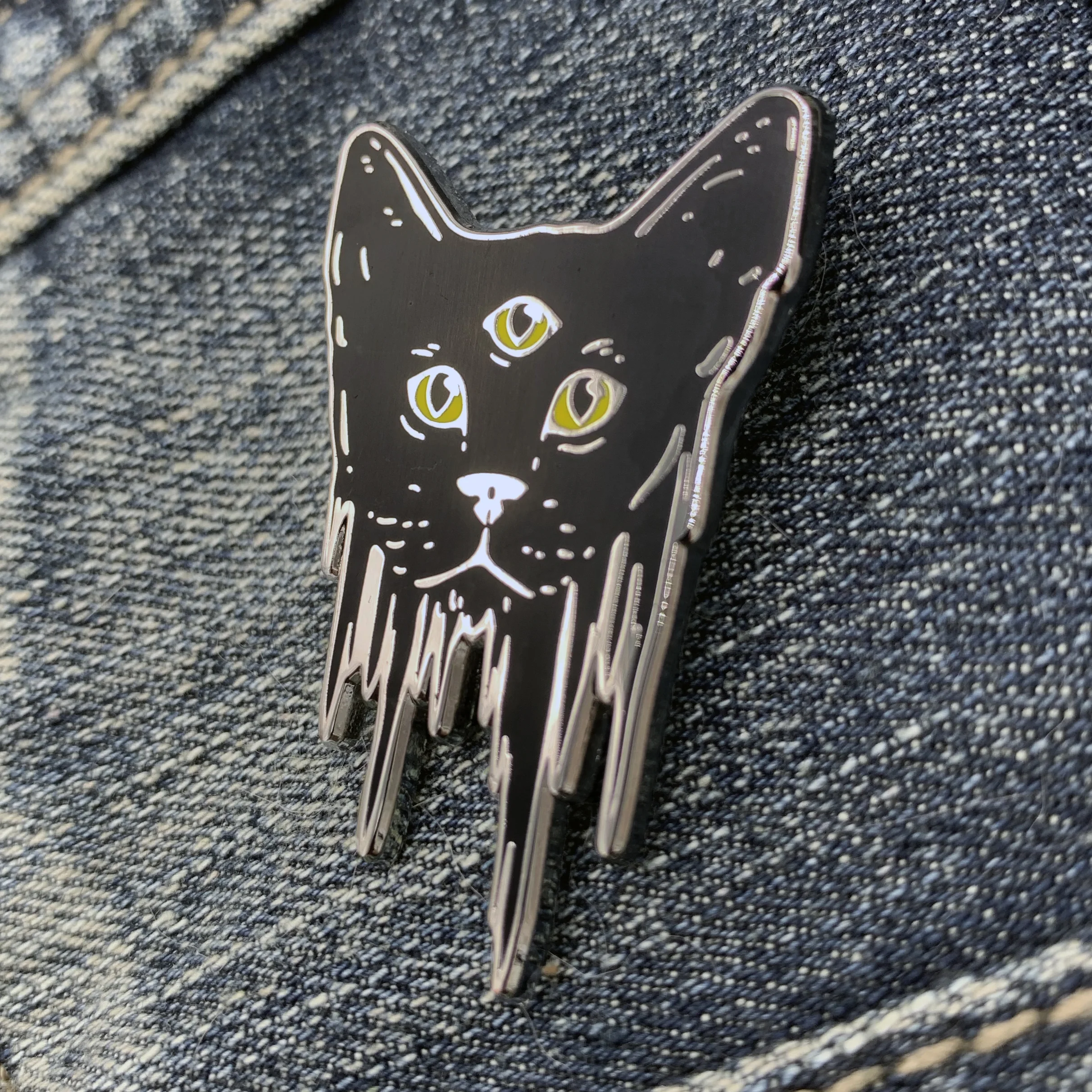 Three Eyed Cat Enamel Pin