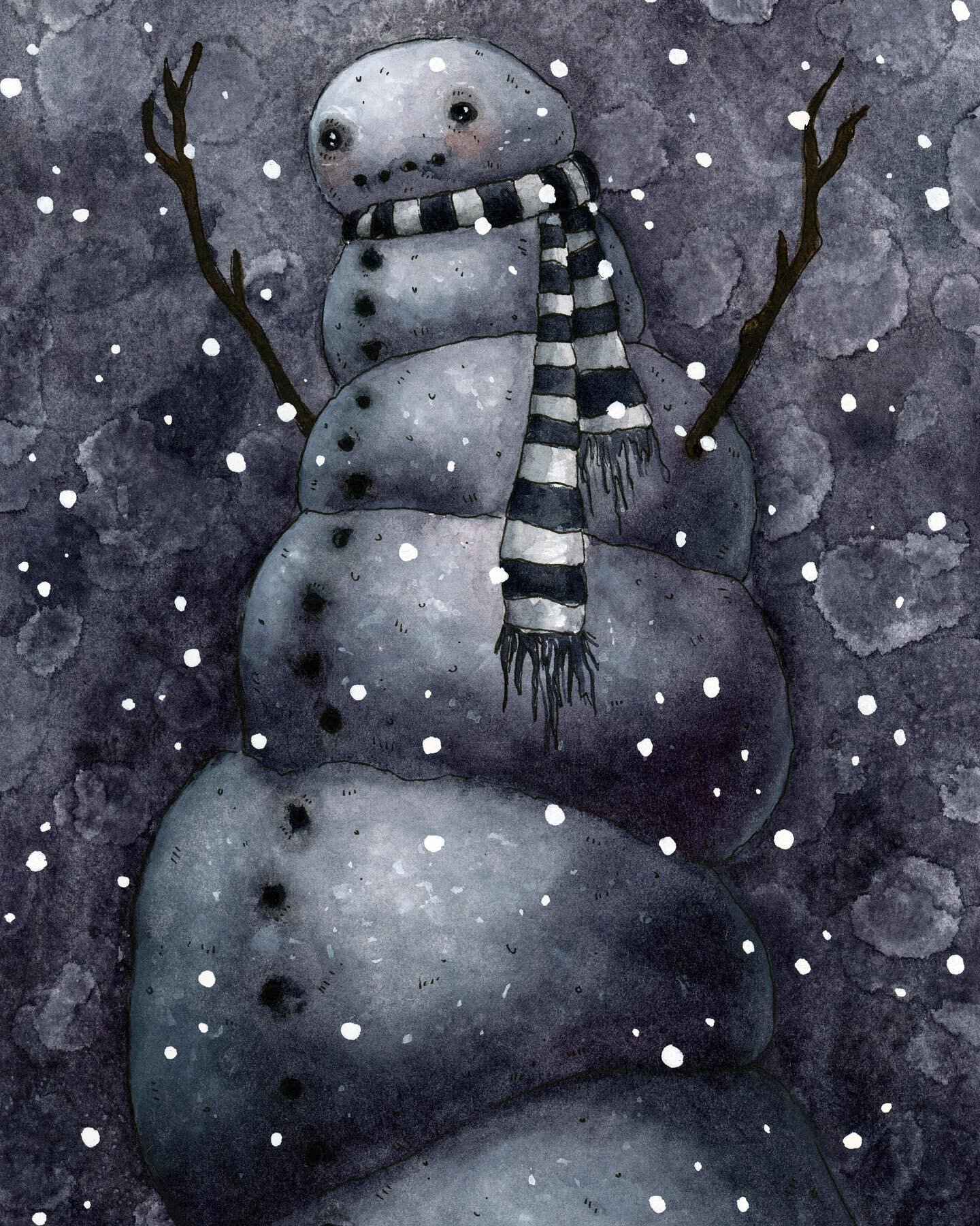 Merry Christmas everyone!  From me and this weird snowman to you and your family! Had to crop this for the post, check my story for the full image and many levels of snowman!
.
.

#darkart #darkartwork #frostythesnowman #frosty #snowman #snowmanpaint