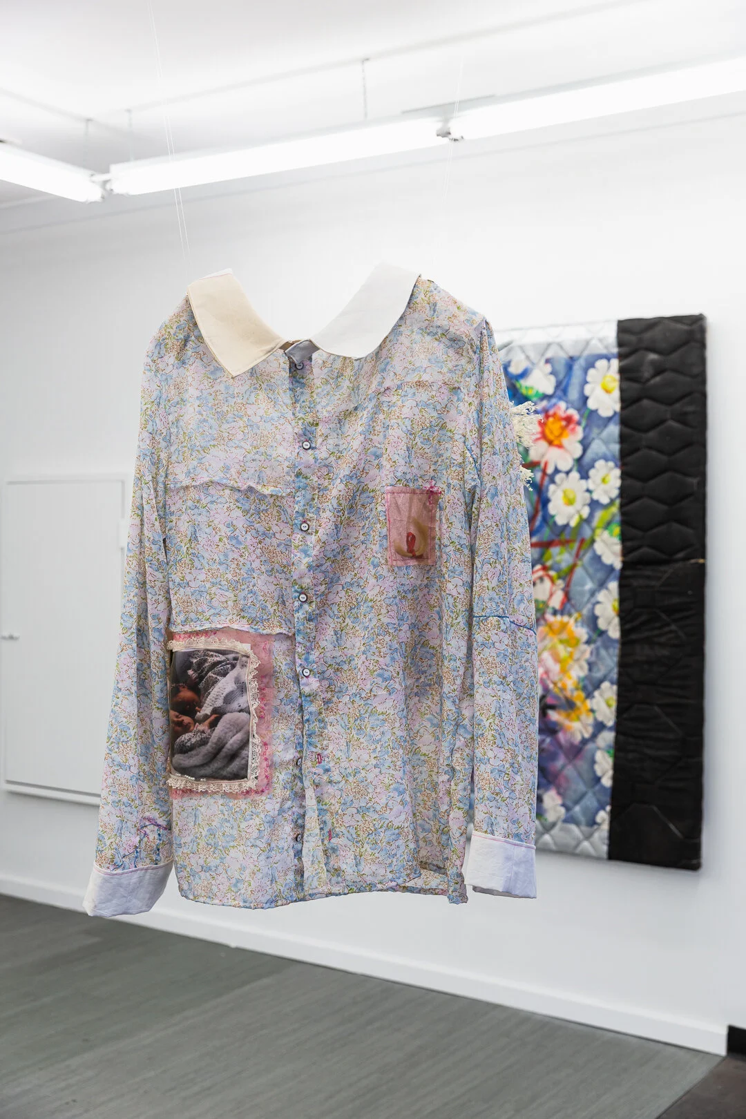 Funny Baby Shirt , 2021, Naomi Kent, cotton, polyester, dried flowers, thread, and buttons. Photo: Document Photography