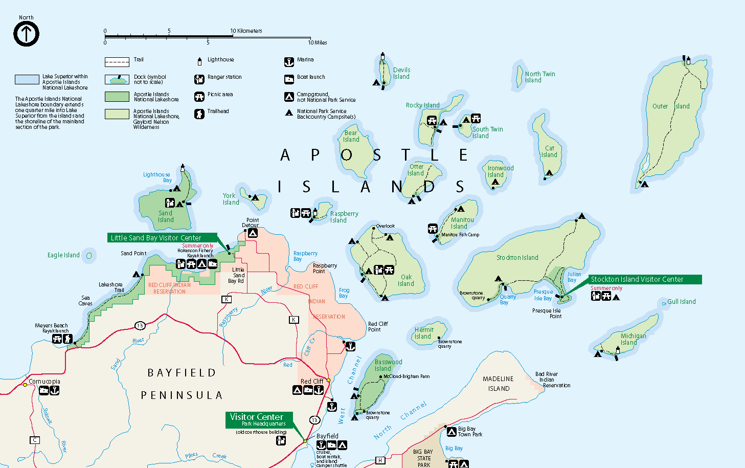  Close-Up Map of the Apostle Islands  (from the   National Park Service )   