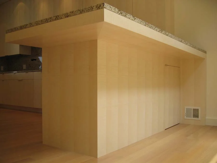Grain-matched English sycamore kitchen