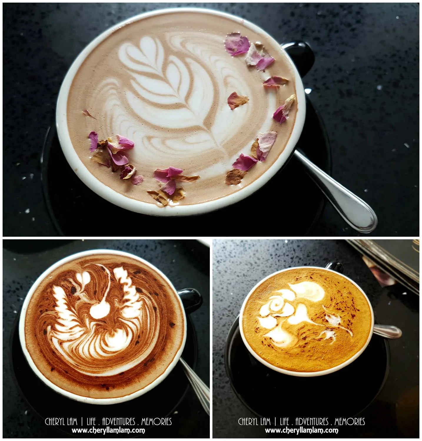 Top: Romeo ; Left: Mocha ; Right: Cappucino