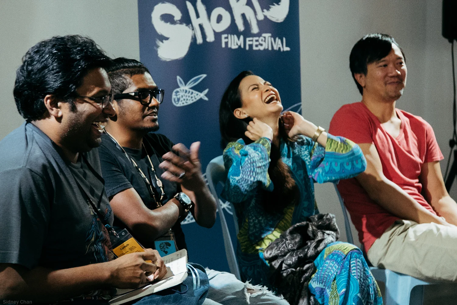 Panel with the jury members of the Next New Wave Competition, Shanjhey Kumar Perumal, Sharifah Amani and Aditya Assarat, moderated by Umapagan. 