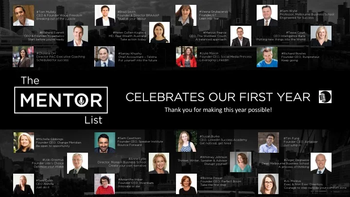 The Mentor List - First Year celebration