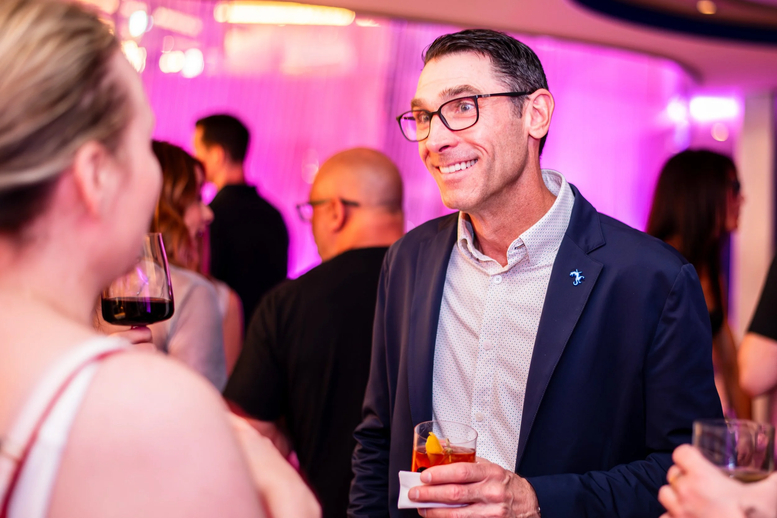 Craig Steele from Firstup at the ICology Presidents Club Happy Hour at the Chandelier Bar during Transform 2026.