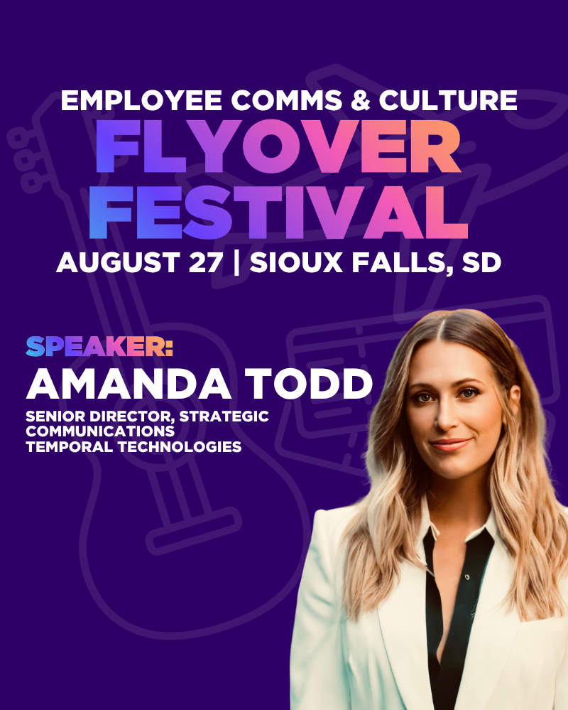 Speaker announcement graphic for Flyover Festival 2026. Purple background with festival branding. Headshot of Amanda Todd.