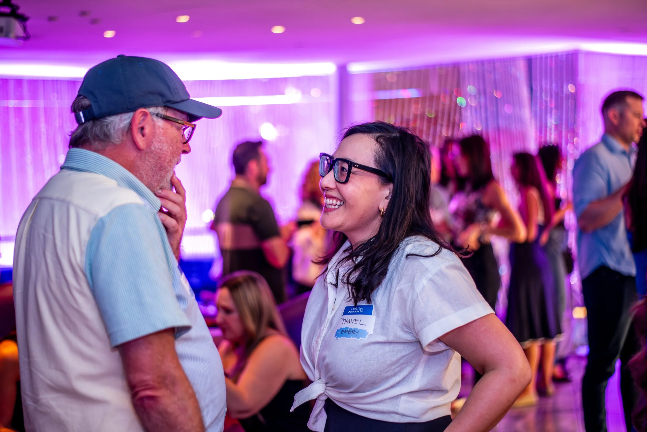 Attendees at the ICology Presidents Club Happy Hour at the Chandelier Bar during Transform 2026.