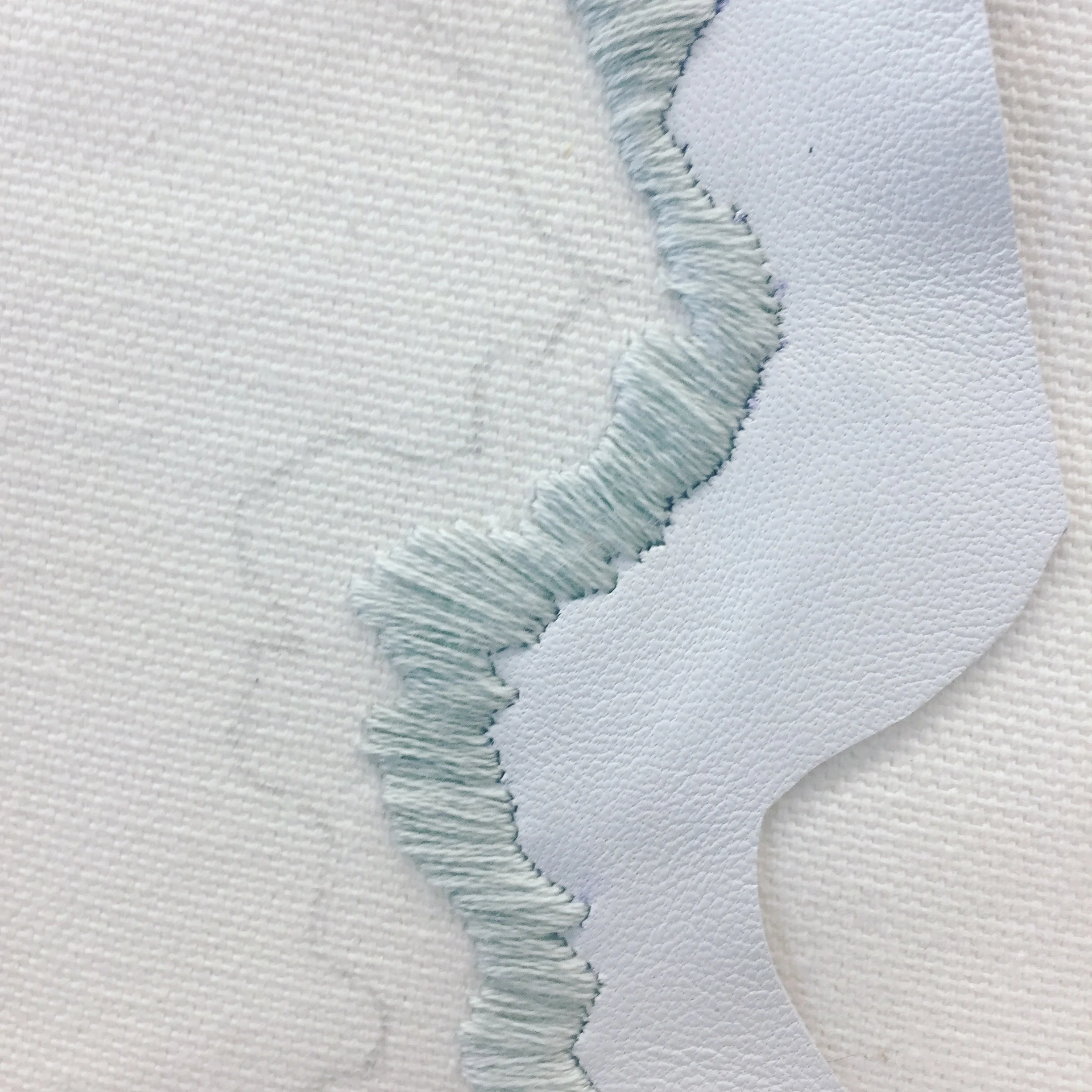 LEATHER + SATIN STITCH ON CANVAS