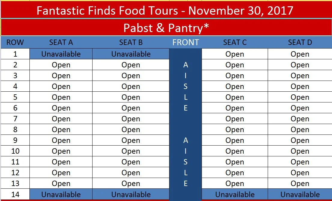 Please select your seat and indicate your choice on the form at checkout.