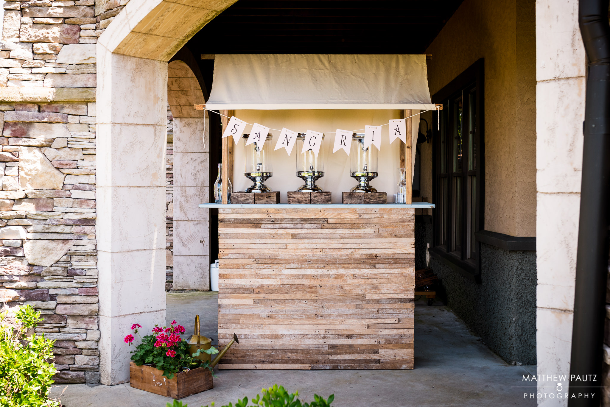 My Dad built this sangria bar specifically for my wedding day because he's super handy and just plain amazing. I had an idea and my dad brought it to vision better than I had even envisioned. Thanks Dad! 